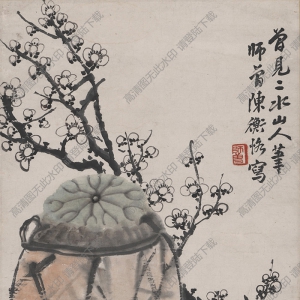 陳師曾《茶花梅花圖》國(guó)畫高清大圖下載