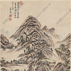 王原祁 仿一峰山水 國(guó)畫(huà)高清大圖下載