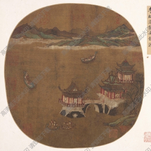 宋 李昭道《龍舟競渡圖》團(tuán)扇國畫高清大圖下載