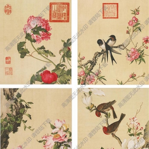 清 郎世寧《花鳥(niǎo)圖》國(guó)畫高清大圖下載