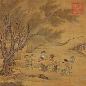 宋 李唐《炙艾圖》國(guó)畫(huà)高清大圖下載