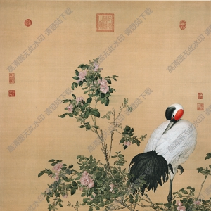 郎世寧超高清《花蔭雙鶴圖》國(guó)畫百度云網(wǎng)盤下載