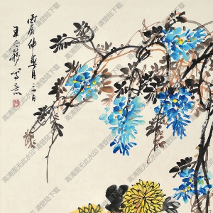 王個(gè)簃作品 菊石神仙 高清大圖下載