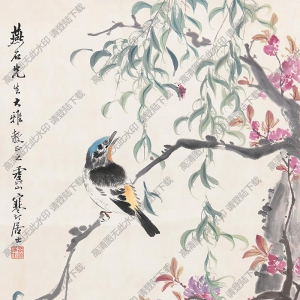 江寒汀國畫 獨鳥 高清大圖下載