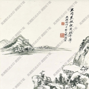 吳湖帆國(guó)畫作品 元人畫意山水 高清下載