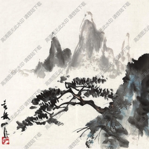 關(guān)山月國畫作品 山樹 高清下載