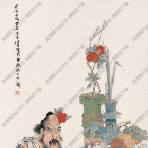 任伯年國(guó)畫(huà)作品 鐘馗讀書(shū)圖 高清下載