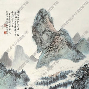 胡佩衡國畫作品 云山茂樹圖 高清下載