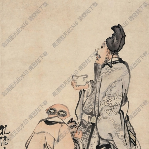 黃慎國(guó)畫 進(jìn)酒圖 高清大圖下載