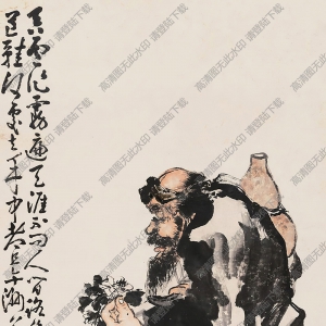 黃慎國(guó)畫作品 鐵拐拈花圖 高清下載