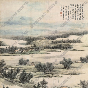 錢(qián)維城國(guó)畫(huà) 春日回舟津門(mén)圖 高清大圖下載