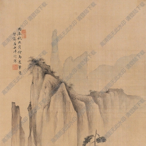 溥伒國(guó)畫作品 仿馬遠(yuǎn)山水 高清下載