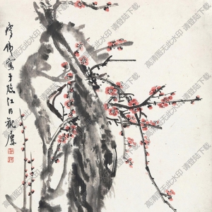 錢瘦鐵作品 紅梅點(diǎn)點(diǎn) 高清大圖下載