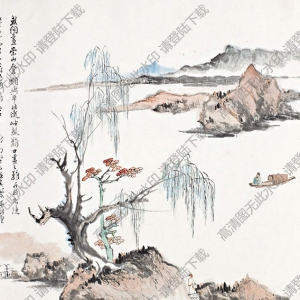 鄭午昌國(guó)畫作品 平江高逸 高清下載