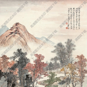 鄭午昌國(guó)畫作品 秋山紅樹 高清下載