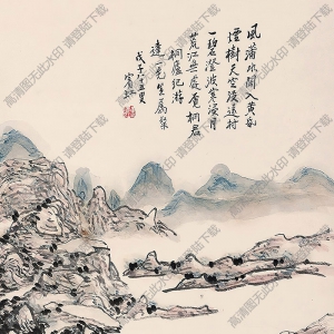 黃賓虹國畫 煙樹遠(yuǎn)村 高清大圖下載