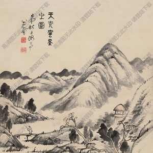 八大山人國(guó)畫 天光云景 高清大圖下載