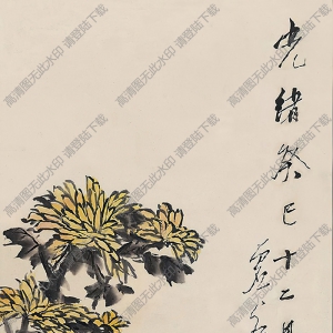 虛谷作品 貓菊?qǐng)D 高清大圖下載