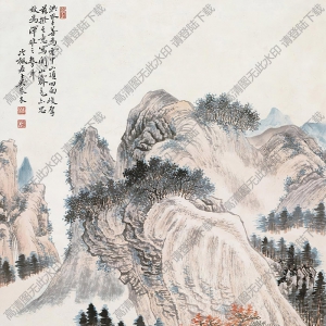 吳琴木國(guó)畫 關(guān)山秋色圖 高清大圖下載