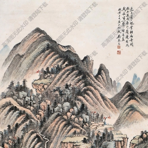 吳琴木國(guó)畫(huà) 溪山釣艇 高清大圖下載