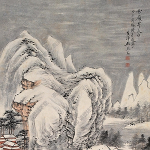 吳琴木國(guó)畫(huà) 雪嶺界天白 高清大圖下載