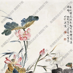 丁寶書(shū)國(guó)畫(huà) 荷花鴛鴦 (2) 高清大圖下載