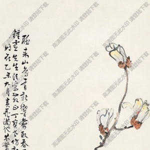 丁寶書國(guó)畫 玉蘭棲鳥(niǎo) 高清大圖下載