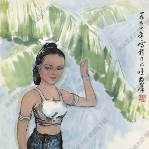 黃獨(dú)峰國畫 少女 高清大圖下載