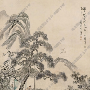 李流芳國(guó)畫(huà) 松下高士 高清大圖下載