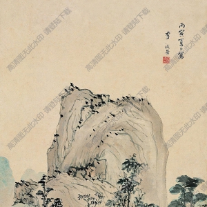 李流芳國(guó)畫(huà) 秋山草亭圖 高清大圖下載