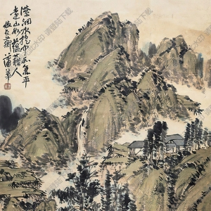 蒲華國(guó)畫 青綠山水 高清大圖下載