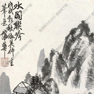 蒲華國(guó)畫 水閣聯(lián)吟 高清大圖下載