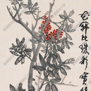 蒲華國(guó)畫 天竹秀石圖 高清大圖下載