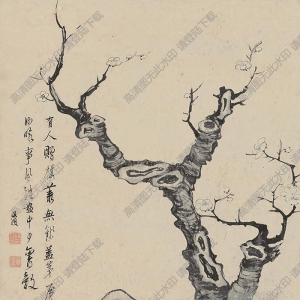 陳洪綬國(guó)畫(huà) 梅石圖 高清大圖下載