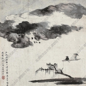 查士標(biāo)國(guó)畫 江南雨初 高清大圖下載