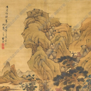 藍(lán)瑛國畫 層巒嘉樹 高清大圖下載