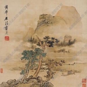 藍瑛國畫 仿范華原山水 高清大圖下載