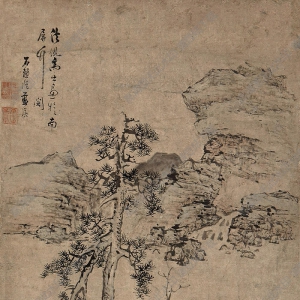 藍(lán)瑛作品 古木竹石圖 高清大圖下載