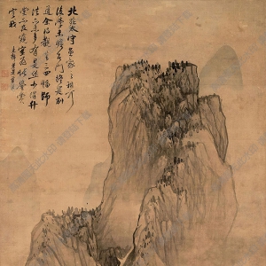 藍(lán)瑛作品 攜杖渡橋 高清大圖下載