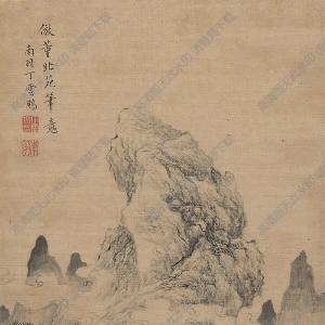 丁云鵬作品 仿董源山水 高清大圖下載