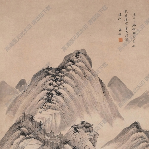 王鑒國(guó)畫(huà) 仿北苑山水 (2) 高清大圖下載