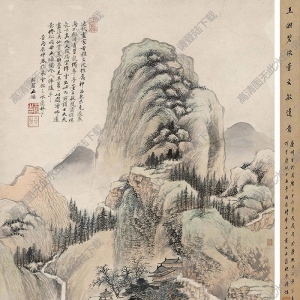 王鑒國(guó)畫(huà) 仿董文敏青綠山水 高清大圖下載