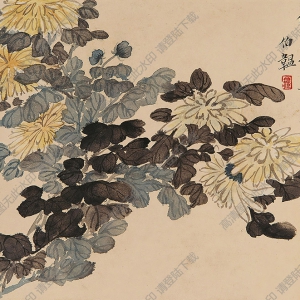 改琦作品 仿董思翁秋菊 高清大圖下載