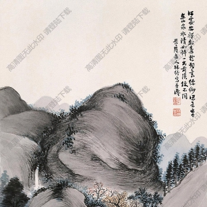 林紓國(guó)畫(huà) 扁舟觀(guān)瀑 高清大圖下載