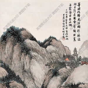 林紓國(guó)畫(huà) 峰回路轉(zhuǎn)見(jiàn)浮圖 高清大圖下載