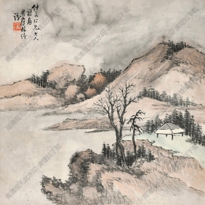 林紓國(guó)畫(huà) 江岸林亭 高清大圖下載