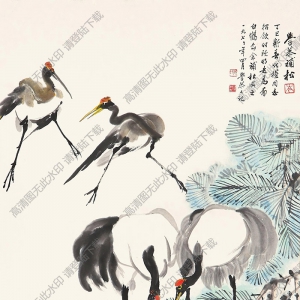 岑學(xué)恭作品 松鶴長春圖 高清大圖下載