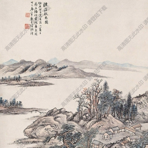 陸恢國(guó)畫(huà) 漁莊秋思圖 高清大圖下載