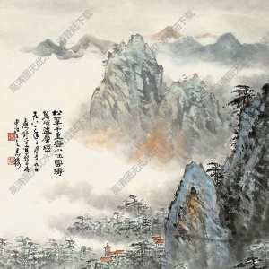 應(yīng)野平國(guó)畫 松翠層巒 高清大圖下載