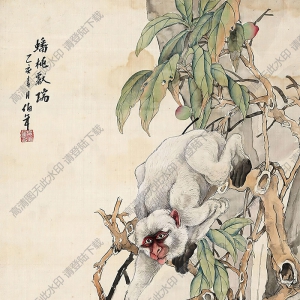 吳伯年國(guó)畫(huà) 蟠桃獻(xiàn)瑞 (1) 高清大圖下載